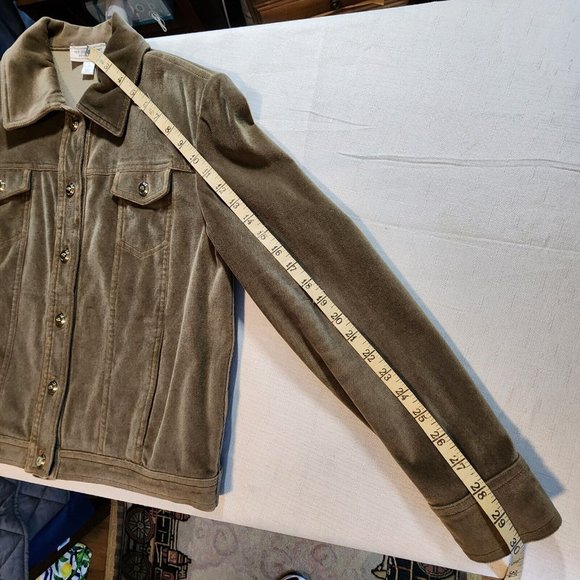 St. John Sport by Marie Gray Brown Microsuede Cropped VTG Y2K Jacket Size Small - Picture 9 of 12